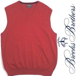 VTG 90s Brooks Brothers Red Supima Cotton Sleeveless Sweater Vest Pullover Sz L